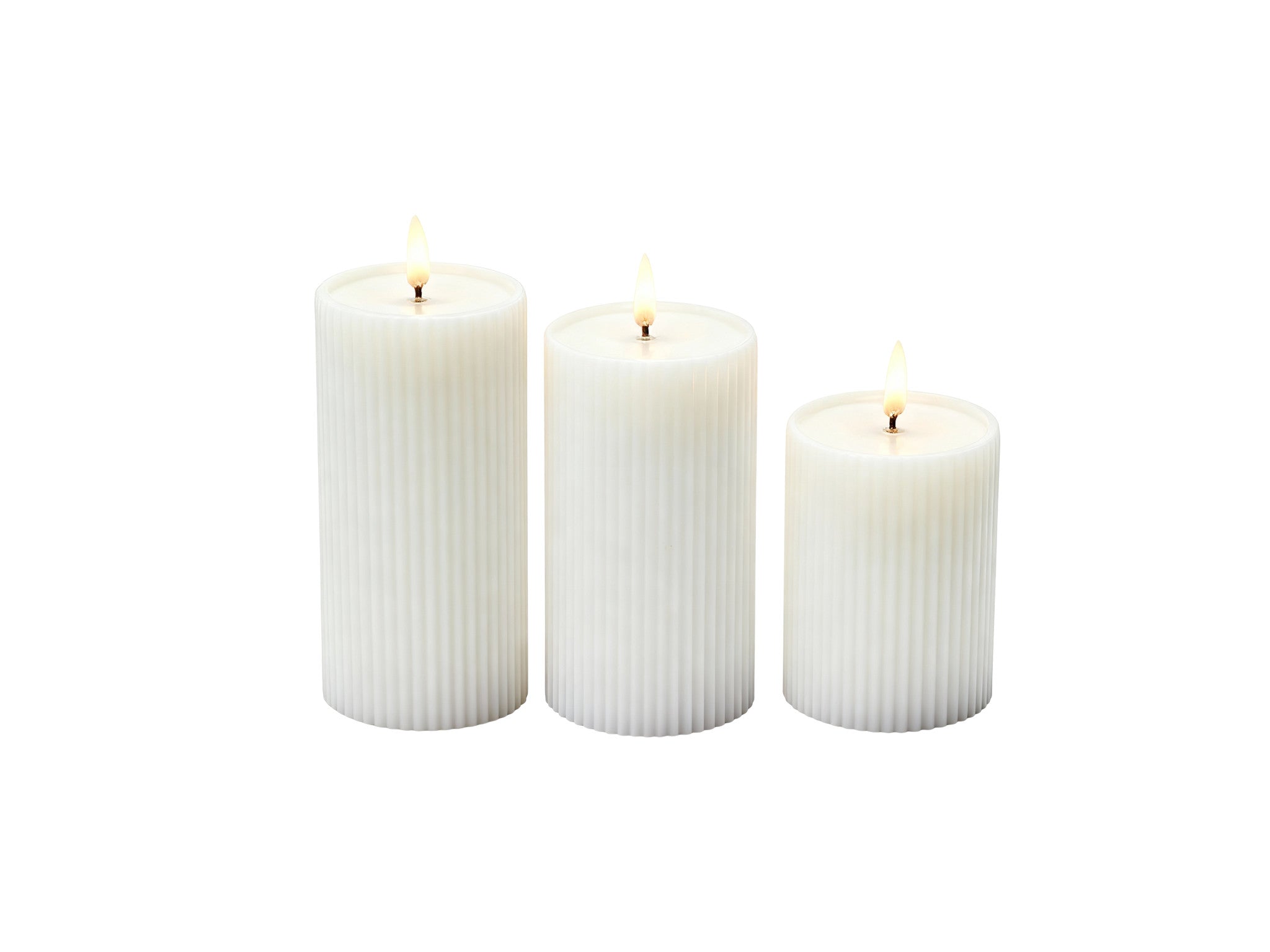 Trio di candele LED bianche in cera naturale con telecomando per eventi