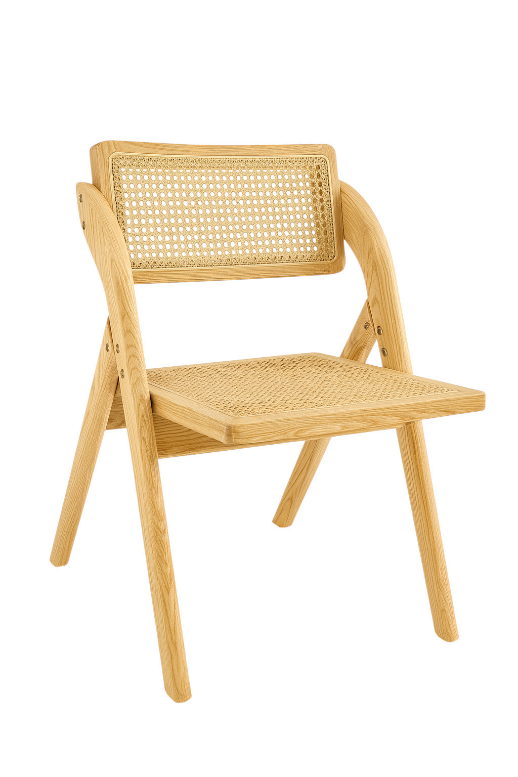 Sedia in legno chiaro con seduta e schienale in rattan stile paglia di Vienna intrecciata, a noleggio nel Lazio